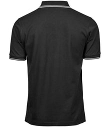 Tee Jays Luxury Stretch Tipped Polo Shirt T1407 - T1407 Black/White Back