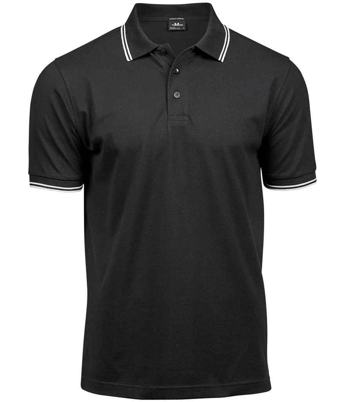 Tee Jays Luxury Stretch Tipped Polo Shirt T1407 - Black/White
