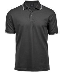 Tee Jays Luxury Stretch Tipped Polo Shirt T1407 - Dark Grey/White