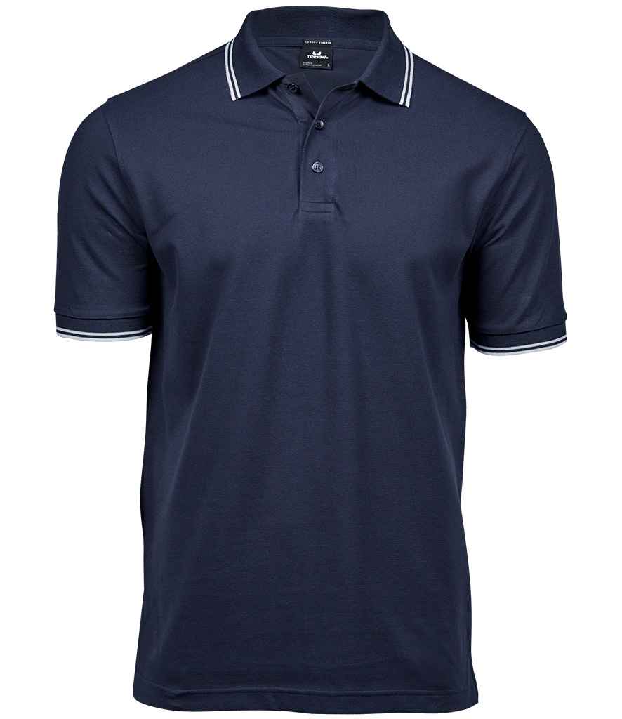 Tee Jays Luxury Stretch Tipped Polo Shirt T1407 - Navy/White