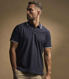 Tee Jays Luxury Stretch Tipped Polo Shirt T1407 - T1407 Navy/White Model