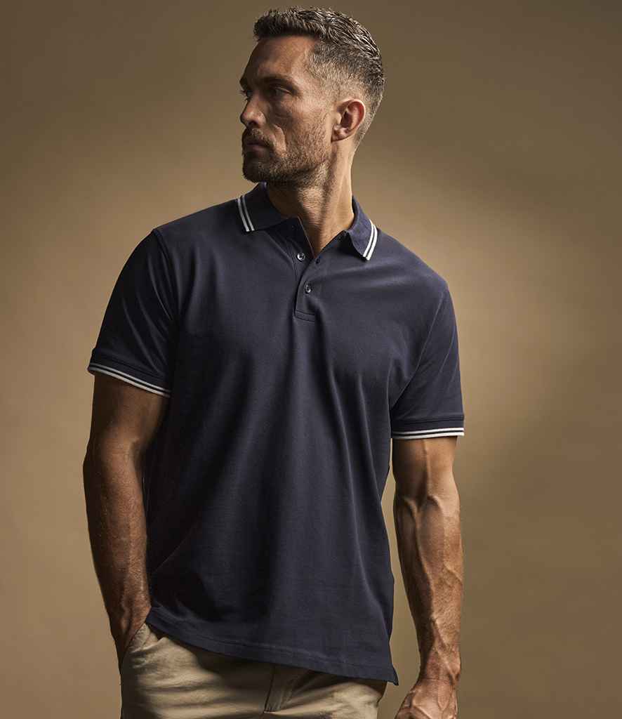 Tee Jays Luxury Stretch Tipped Polo Shirt T1407 - T1407 Navy/White Model