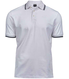 Tee Jays Luxury Stretch Tipped Polo Shirt T1407 - White/Navy