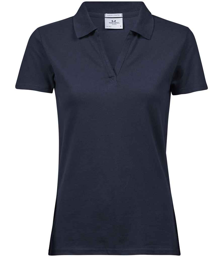 Tee Jays Ladies Luxury Stretch V Neck Polo Shirt T1409 - Navy