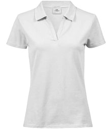 Tee Jays Ladies Luxury Stretch V Neck Polo Shirt T1409 - White