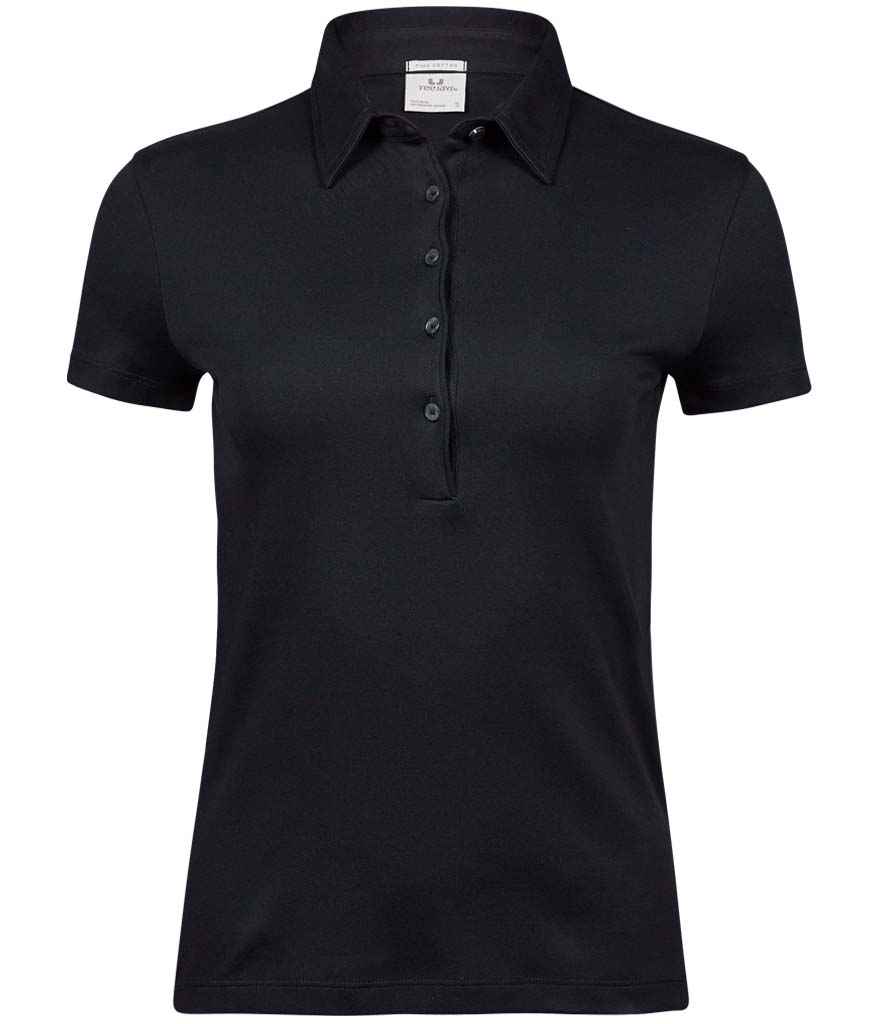 Tee Jays Ladies Pima Cotton Interlock Polo Shirt T1441 - Black