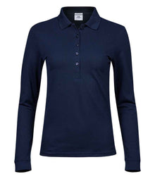Tee Jays Ladies Luxury Stretch Long Sleeve Polo Shirt T146 - Navy