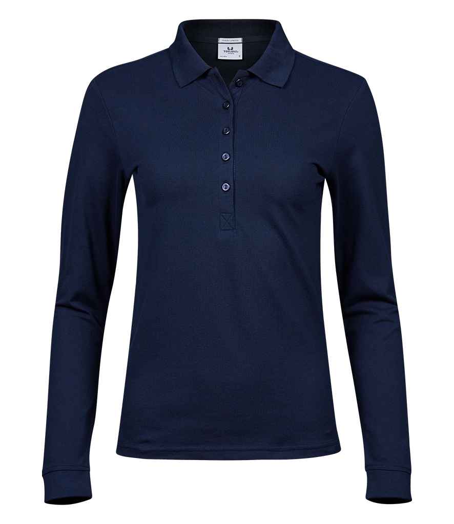 Tee Jays Ladies Luxury Stretch Long Sleeve Polo Shirt T146 - Navy