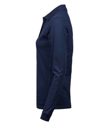 Tee Jays Ladies Luxury Stretch Long Sleeve Polo Shirt T146 - T146 Navy Side