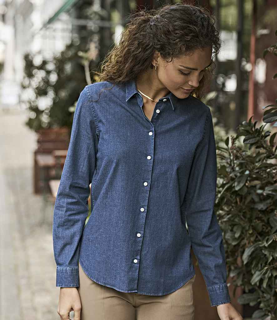 Tee Jays Ladies Denim Shirt T4005 - T4005 Blue Denim Model