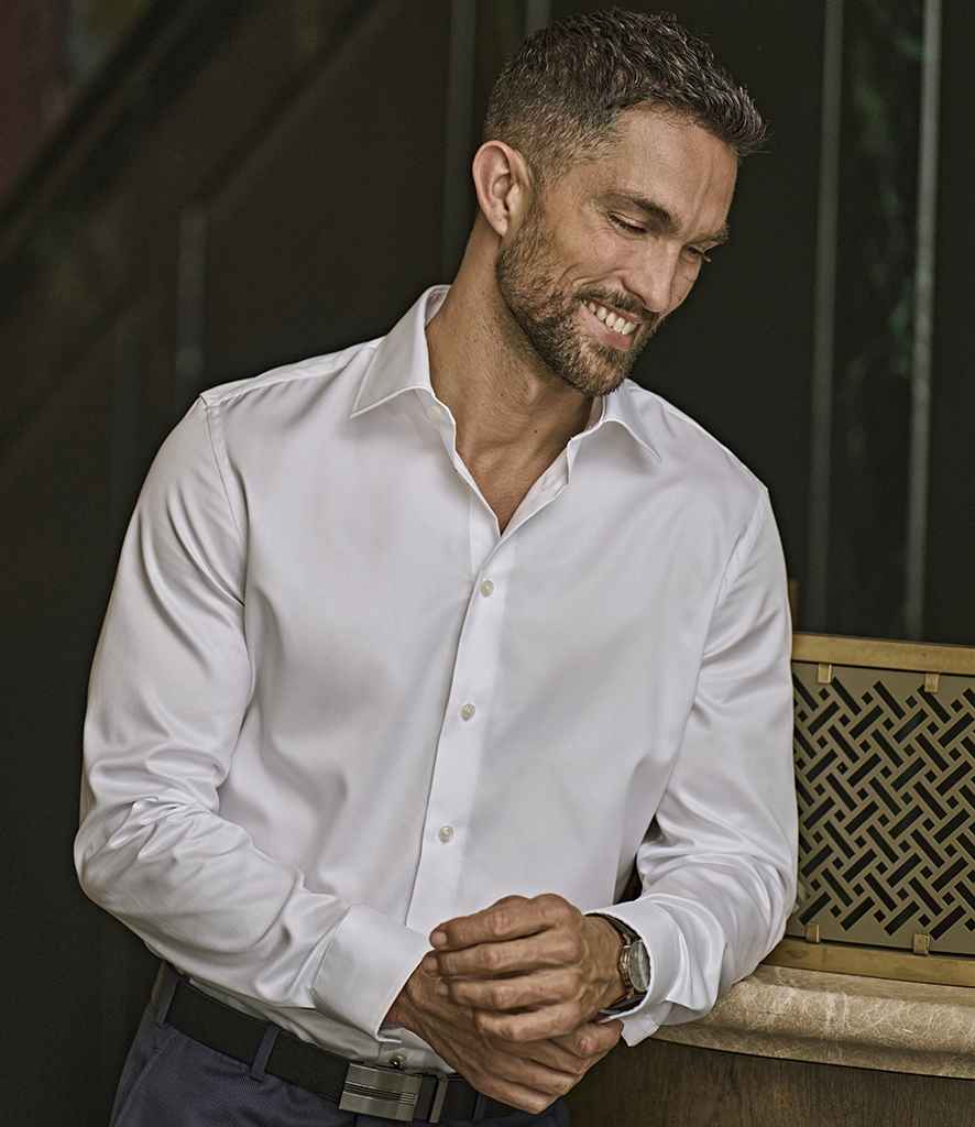 Tee Jays Luxury Slim Fit Long Sleeve Oxford Shirt T4021 - T4021 White Model