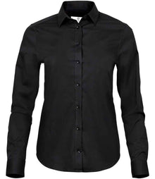 Tee Jays Ladies Stretch Luxury Long Sleeve Poplin Shirt T4025 - Black