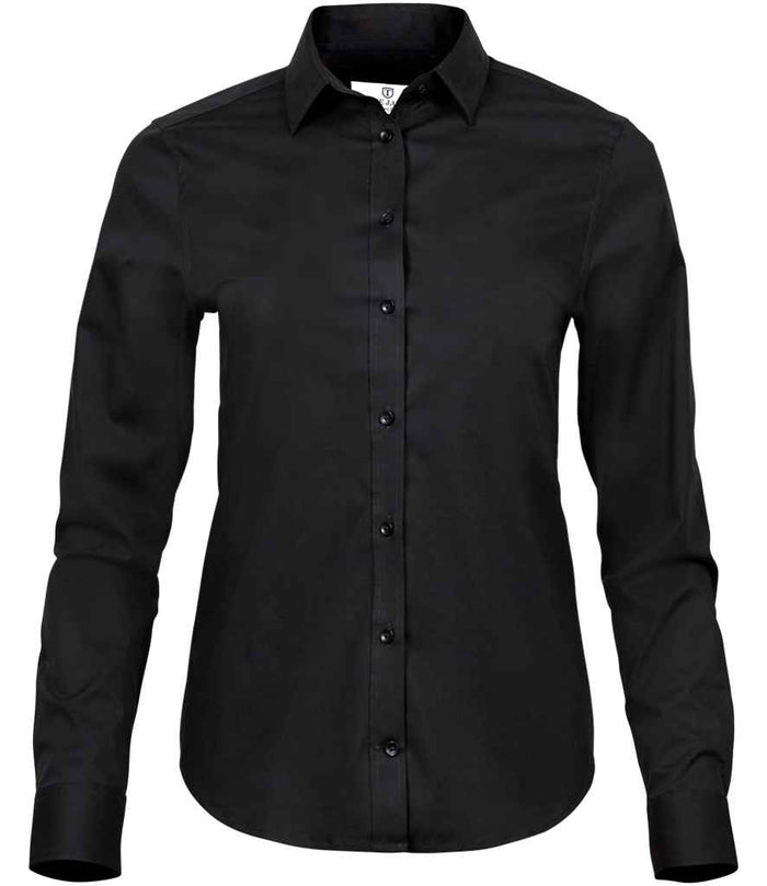 Tee Jays Ladies Stretch Luxury Long Sleeve Poplin Shirt T4025 - Black