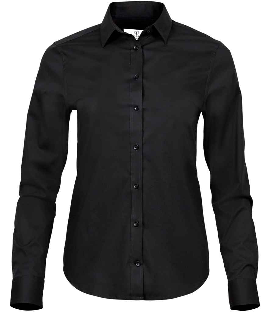 Tee Jays Ladies Stretch Luxury Long Sleeve Poplin Shirt T4025 - Black