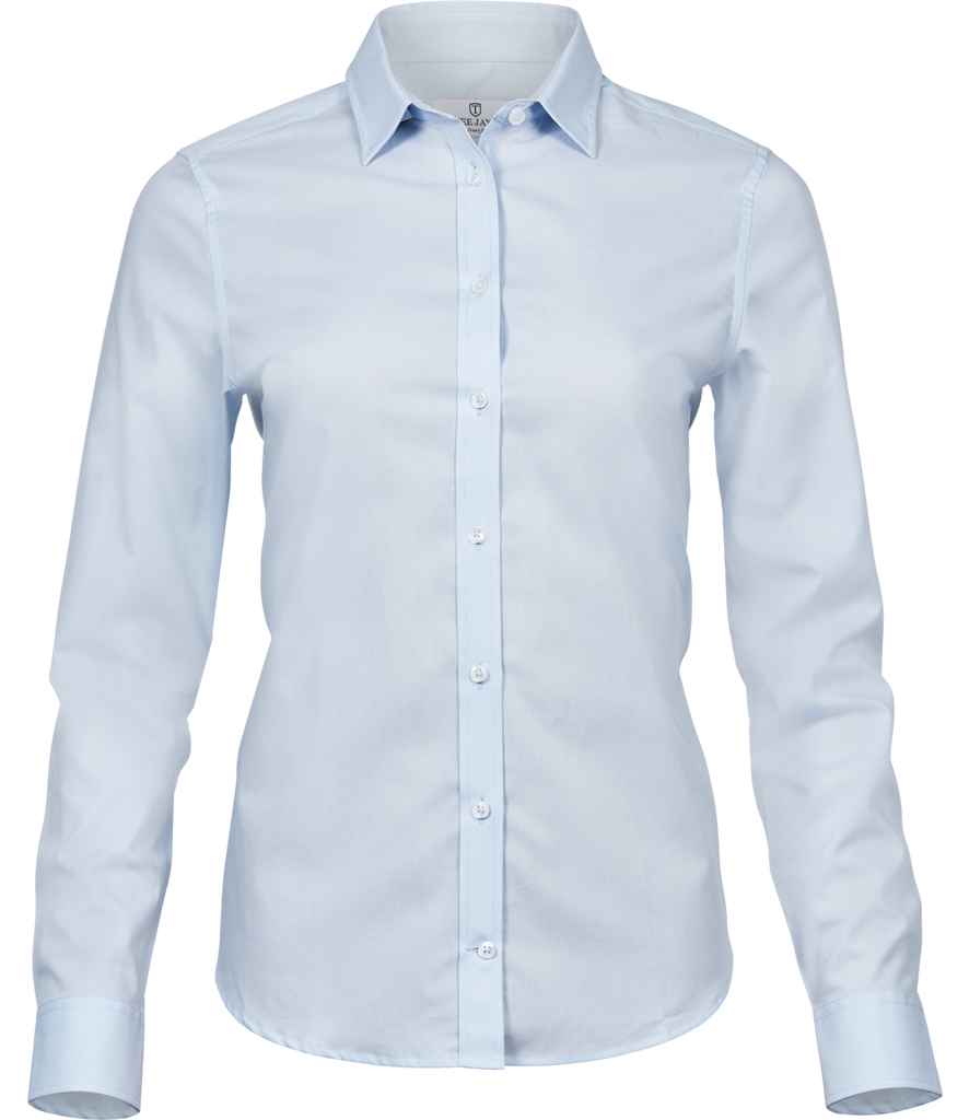 Tee Jays Ladies Stretch Luxury Long Sleeve Poplin Shirt T4025 - Light Blue