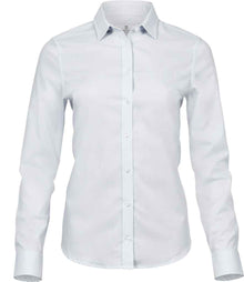 Tee Jays Ladies Stretch Luxury Long Sleeve Poplin Shirt T4025 - White