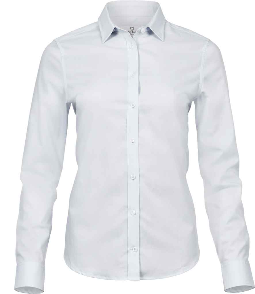 Tee Jays Ladies Stretch Luxury Long Sleeve Poplin Shirt T4025 - White