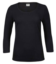 Tee Jays Ladies Stretch 3/4 Sleeve T-Shirt T460 - Black