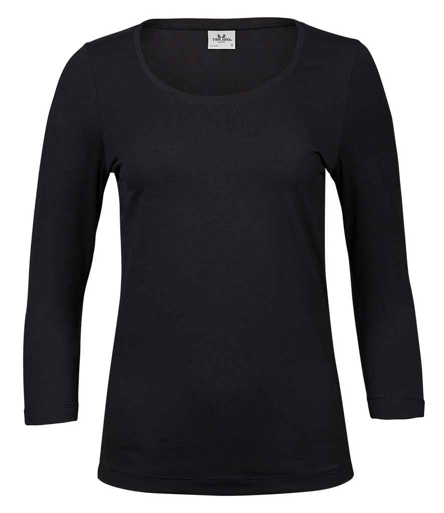 Tee Jays Ladies Stretch 3/4 Sleeve T-Shirt T460 - Black