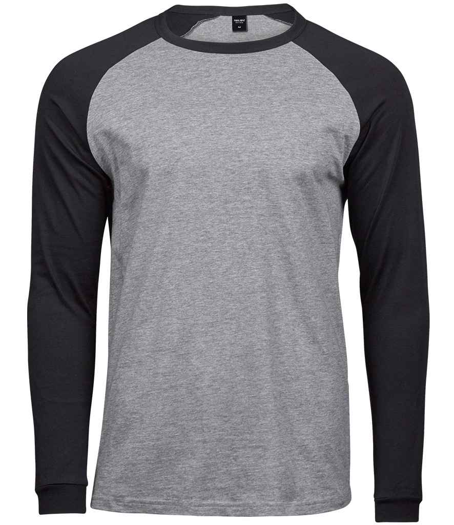 Tee Jays Long Sleeve Baseball T-Shirt T5072 - Heather Grey/Black