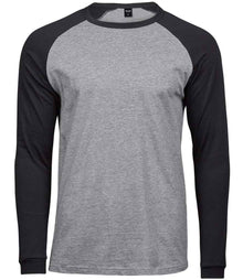 Tee Jays Long Sleeve Baseball T-Shirt T5072 - Heather Grey/Black