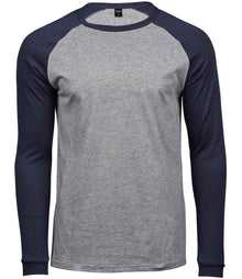 Tee Jays Long Sleeve Baseball T-Shirt T5072 - Heather Grey/Navy
