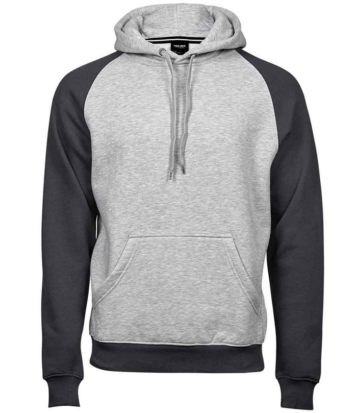 Tee Jays Two Tone Raglan Hooded Sweatshirt T5432 - Heather Grey/Dark Grey