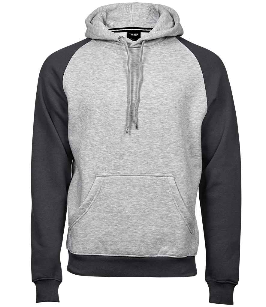 Tee Jays Two Tone Raglan Hooded Sweatshirt T5432 - Heather Grey/Dark Grey