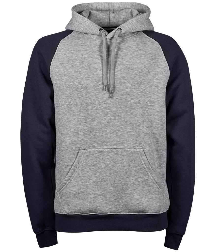 Tee Jays Two Tone Raglan Hooded Sweatshirt T5432 - Heather Grey/Navy