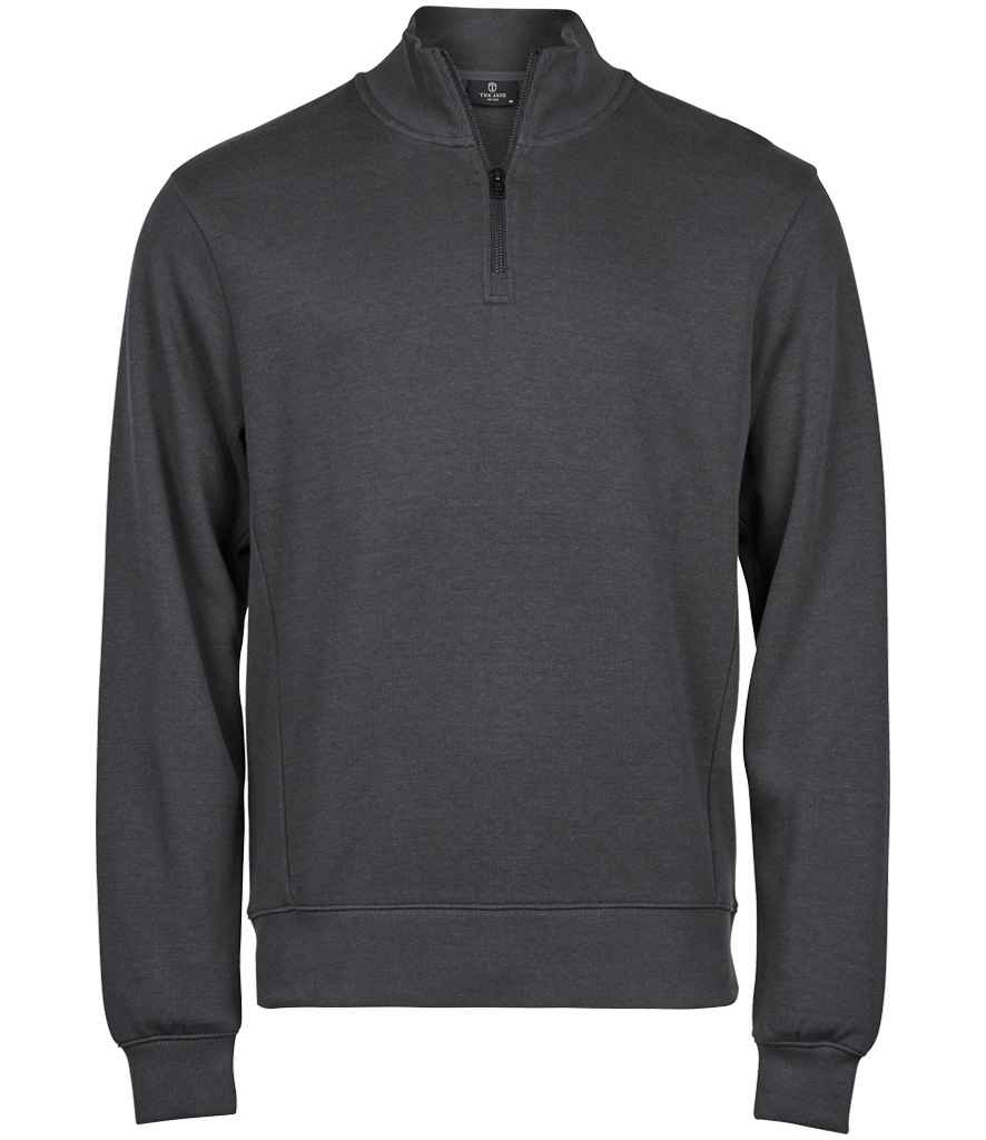 Tee Jays Ribbed Interlock Half Zip Sweatshirt T5506 - Dark Grey