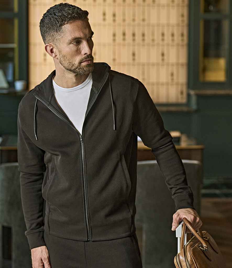 Tee Jays Ribbed Interlock Full Zip Hooded Sweatshirt T5508 - T5508 Black Model