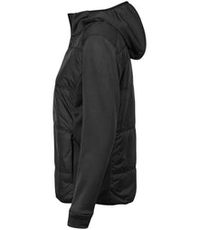 Tee Jays Ladies Hybrid-Stretch Hooded Jacket T9113 - T9113 Black/Black Side
