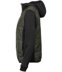 Tee Jays Ladies Hybrid-Stretch Hooded Jacket T9113 - T9113 Deep Green/Black Side