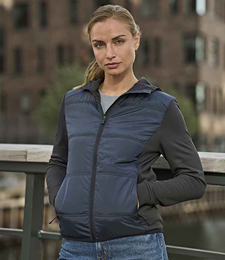 Tee Jays Ladies Hybrid-Stretch Hooded Jacket T9113 - T9113 Navy/Navy Model