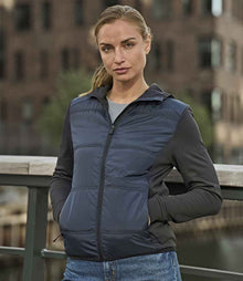 Tee Jays Ladies Hybrid-Stretch Hooded Jacket T9113 - T9113 Navy/Navy Model