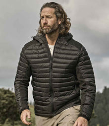 Tee Jays Crossover Hooded Padded Outdoor Jacket T9610 - T9610 Black/Black Melange Model