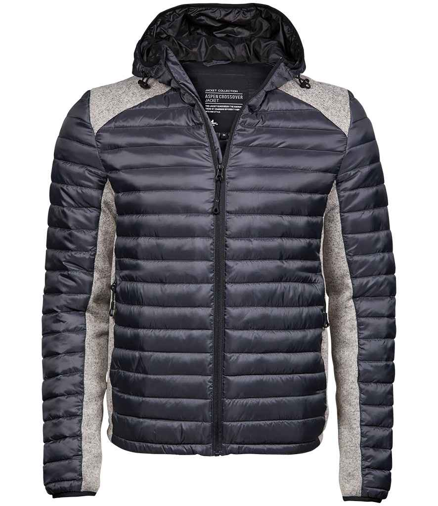 Tee Jays Crossover Hooded Padded Outdoor Jacket T9610 - Space Grey/Grey Melange