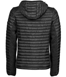 Tee Jays Ladies Crossover Hooded Padded Outdoor Jacket T9611 - T9611 Black/Black Melange Back