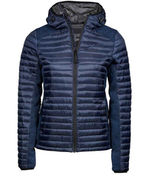 Tee Jays Ladies Crossover Hooded Padded Outdoor Jacket T9611 - Navy/Navy Melange