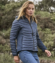 Tee Jays Ladies Crossover Hooded Padded Outdoor Jacket T9611 - T9611 Navy/Navy Melange Model