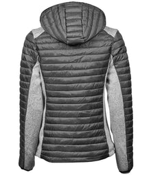 Tee Jays Ladies Crossover Hooded Padded Outdoor Jacket T9611 - T9611 Space Grey/Grey Melange Back