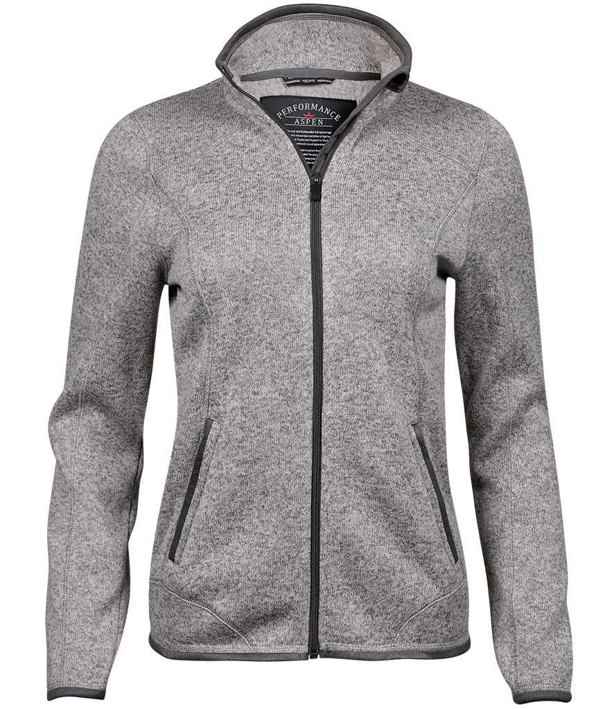 Tee Jays Ladies Knitted Outdoor Fleece Jacket T9616 - Grey Melange