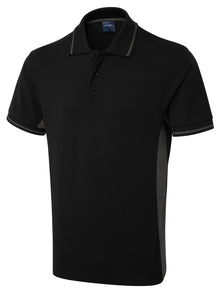 Two Tone Polo Shirt UC117 - Black/Charcoal
