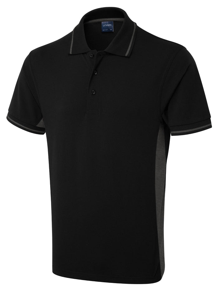 Two Tone Polo Shirt UC117 - Black/Charcoal