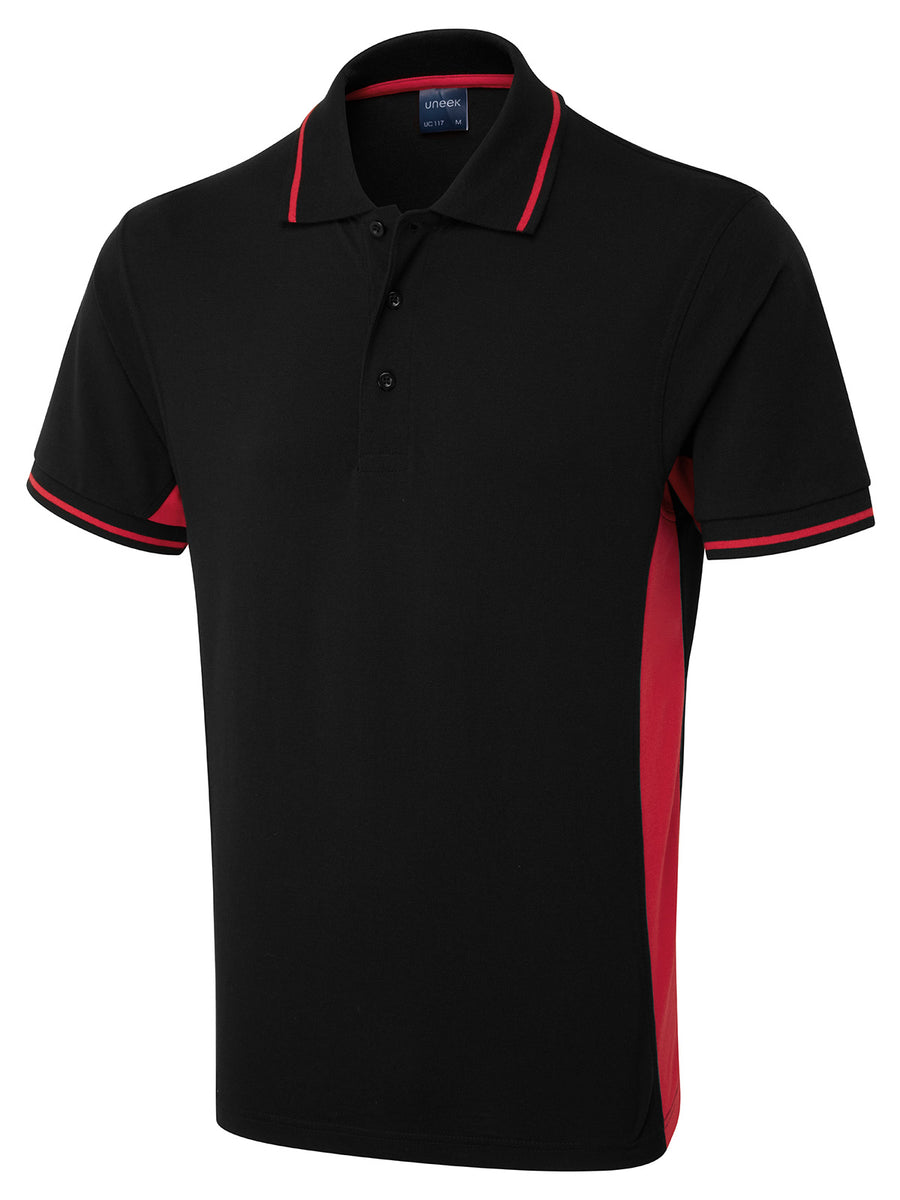 Two Tone Polo Shirt UC117 - Black/Red