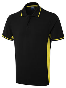 Two Tone Polo Shirt UC117 - Black/Yellow