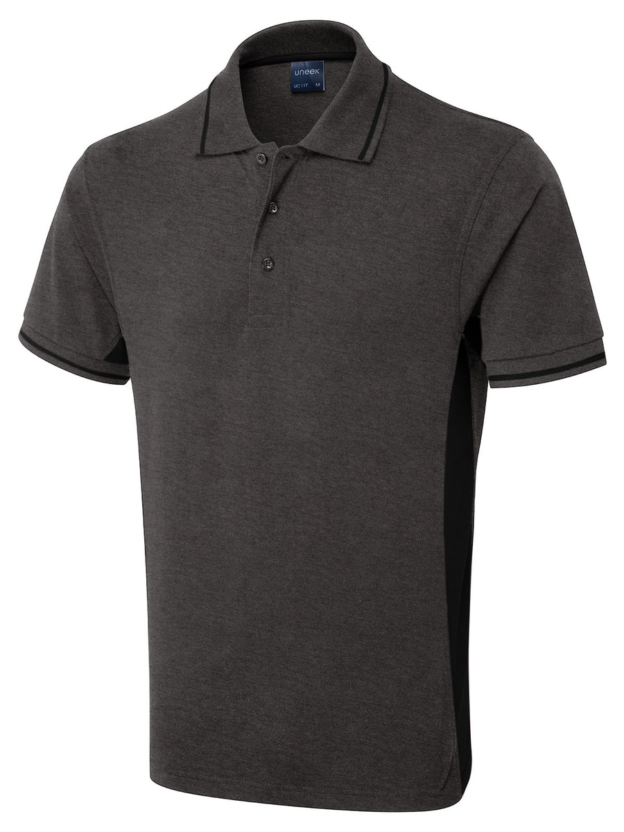 Two Tone Polo Shirt UC117 - Charcoal/Black
