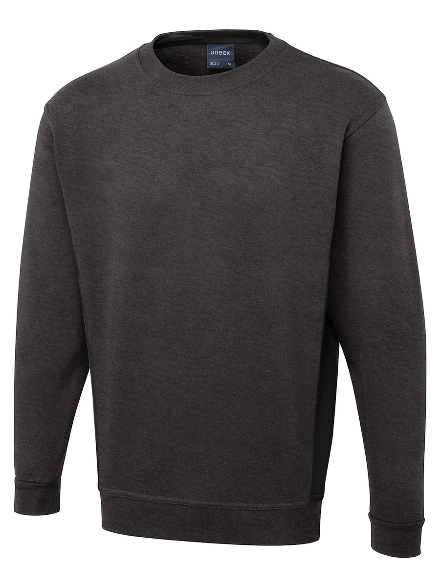 Two Tone Crew New Sweatshirt UC217 - Charcoal/Black