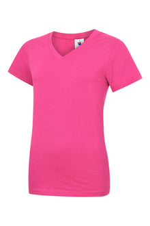 Ladies Classic V Neck T Shirt UC319 - Hot Pink