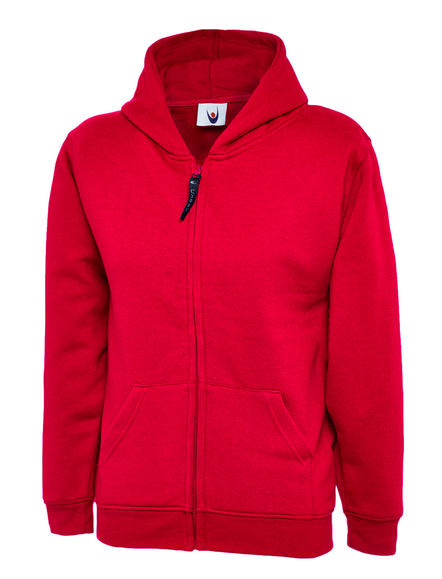 Childrens Classic Full Zip Hooded Sweatshirt UC506 - Red